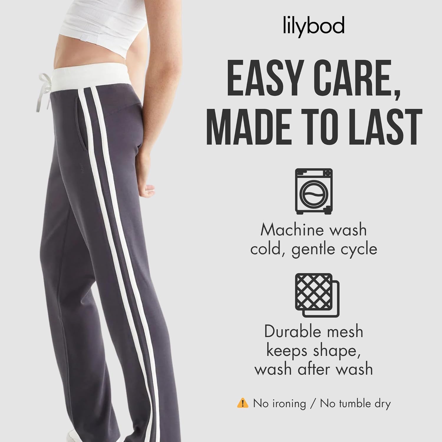 Lilybod Nikki Wide-Leg Joggers for Women – Medium-Rise Waist Relaxed Fit Sweatpants with Stripe - Image 7