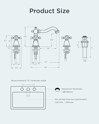 Miniatura 6 de FORIOUS Grifos de baño de 3 agujeros, grifo de lavabo de baño de latón antiguo negro mate de dos manijas, grifo de baño extendido de 8 pulgadas con