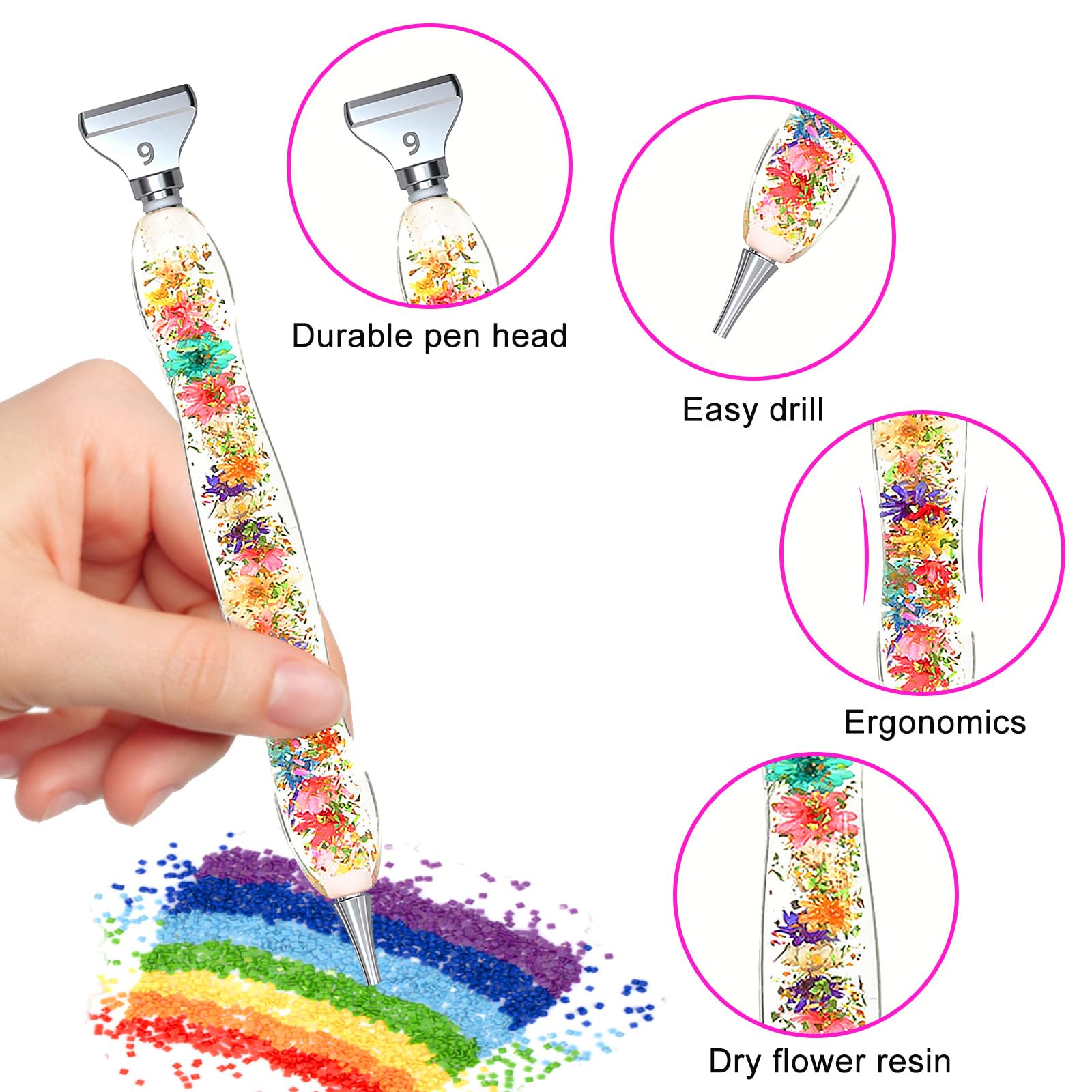Stylo Diamond Painting Vegena Avec 6 Embouts Métalliques - Accessoire Peinture Diamant Pour Adultes Et Enfants