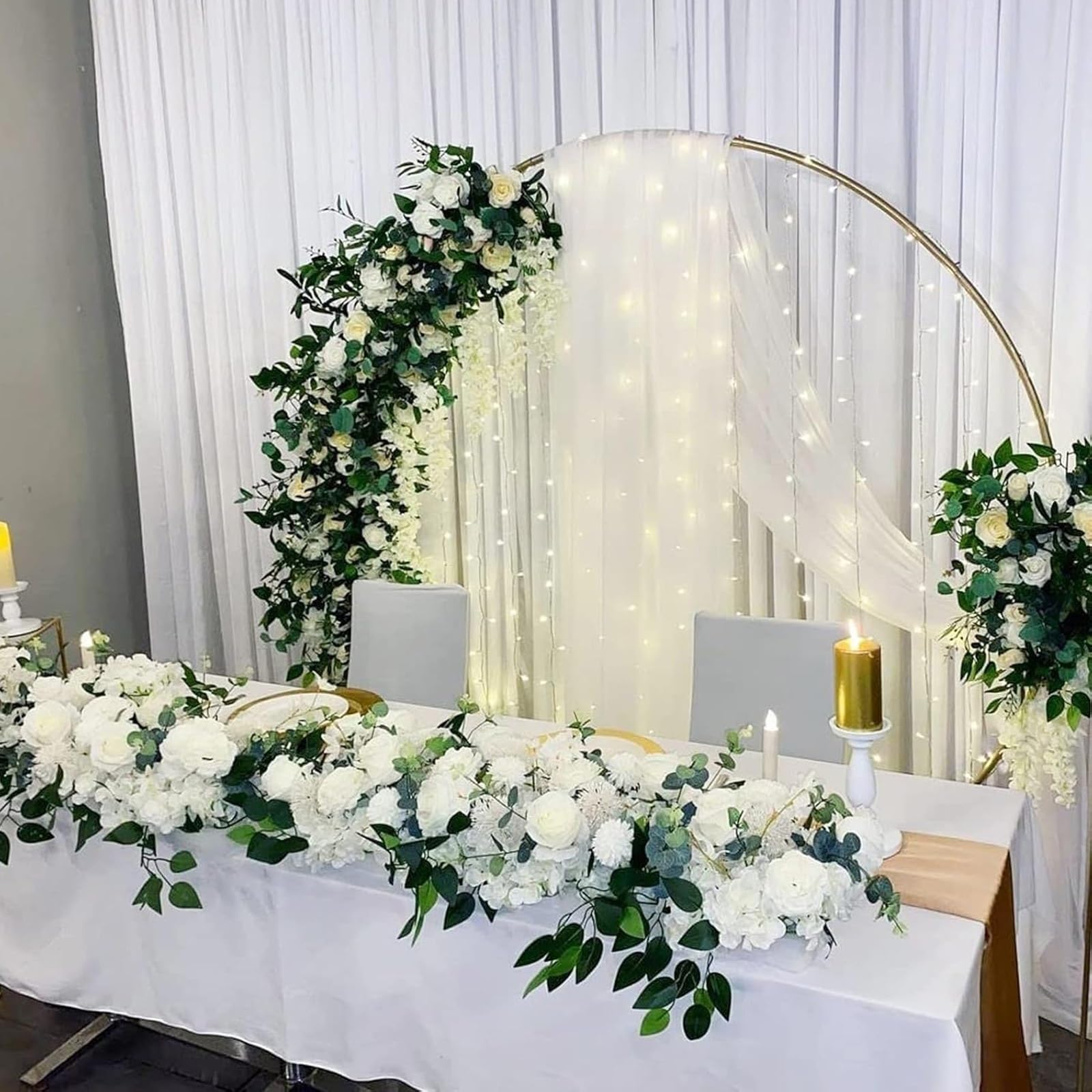 HJXGQJM Weselny łuk balonowy stojak metalowy łuk stojak na ceremonię, rocznicę, na ceremonię ślubną, łuk ślubny, przyjęcie urodzinowe, baby shower, dekoracje budki fotograficznej (240 cm)