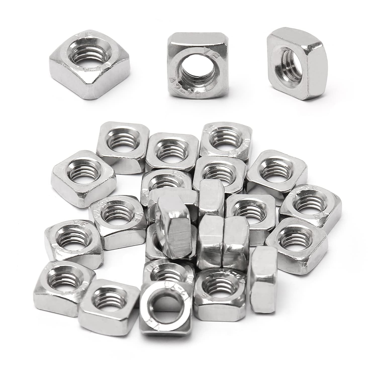 Stainless Steel Square Nuts - 50 Pack M6 -8
