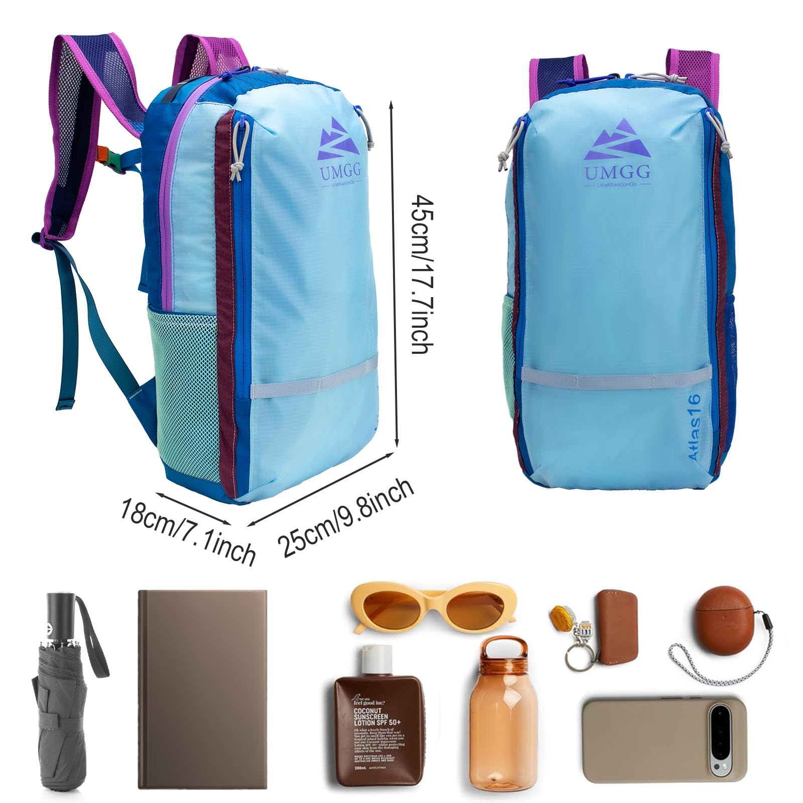 Mochila de senderismo pequeña de 16 L, ultra ligera, plegable, mochila de viaje informal para mujeres y hombres 4
