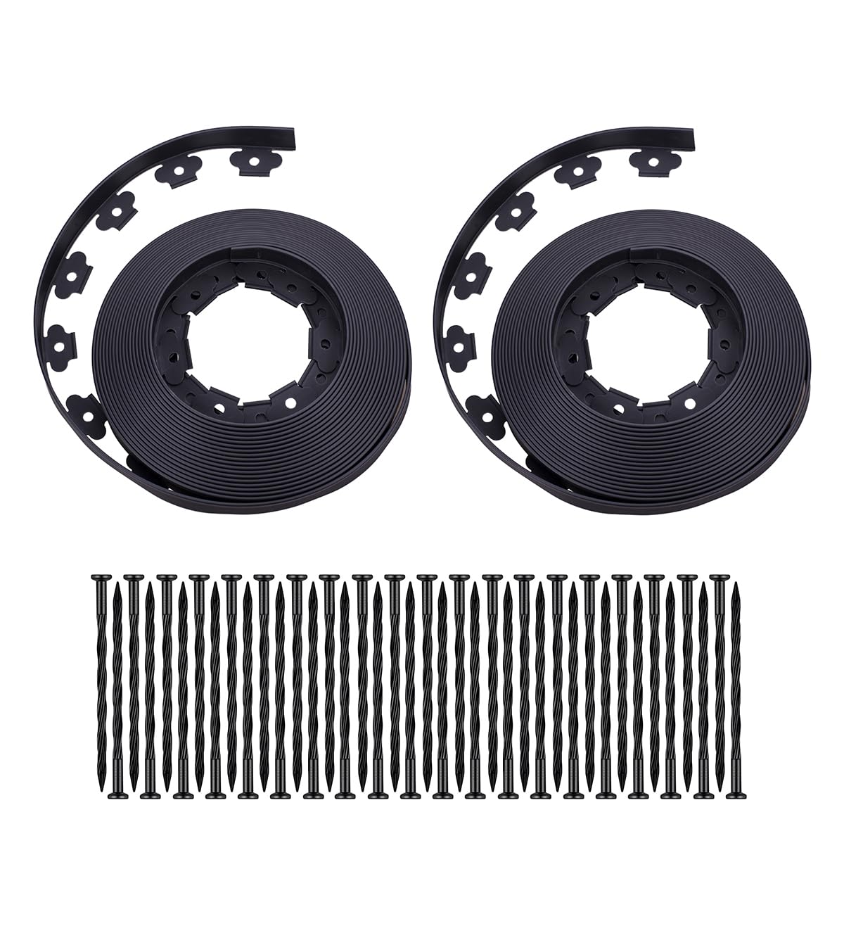 Garden Edging?100FT Landscape Edging with 60 Spikes for Lawn 1.5 Inch Tall (Black, 100FT)