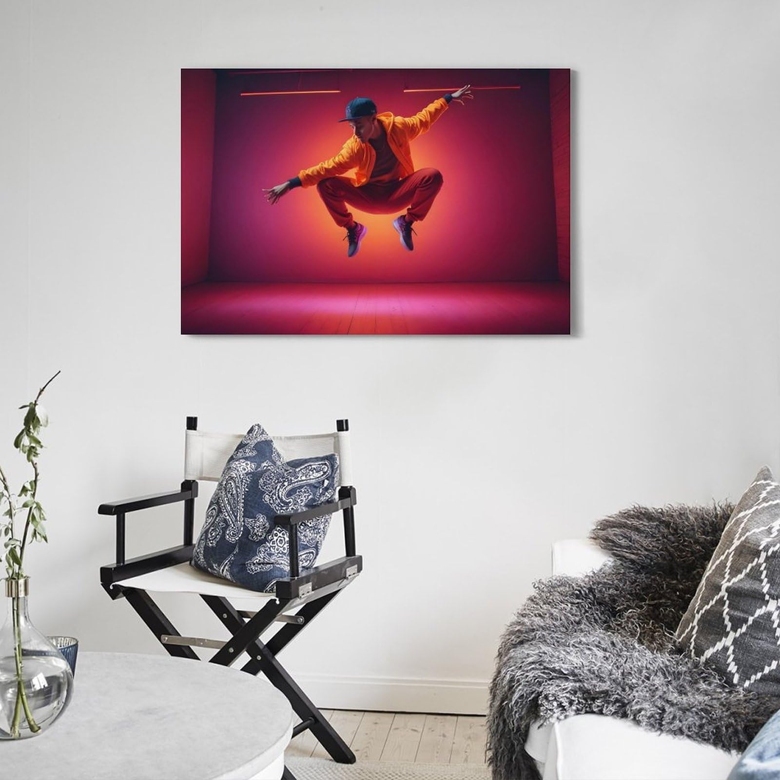 Poster da parete con stampa artistica su tela, motivo: ballerino hip hop B-boy, hip hop, decorazione moderna per camera da letto, 50 x 75 cm