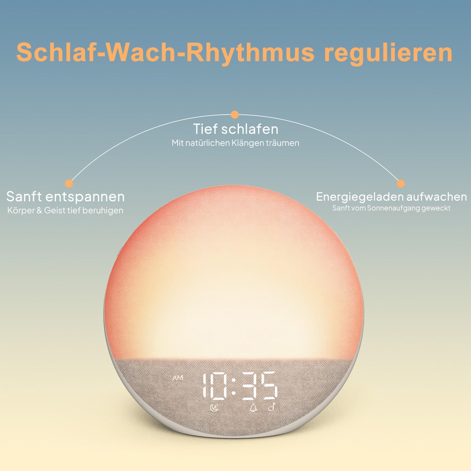 Tageslichtwecker Sonnenaufgang Bluetooth Wake Up Light 25 White Noise Timer RGB Nachtlicht Erwachsene Kinder Schlafzimmer