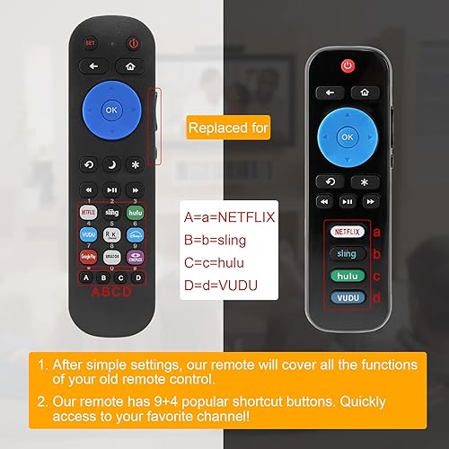 Miniatura 2 de Reemplazo universal de control remoto IR para Roku TV, para Roku Box, apto para televisores Roku incorporados, apto para Roku 1/2/3/4, LT/HD/XD/XS,