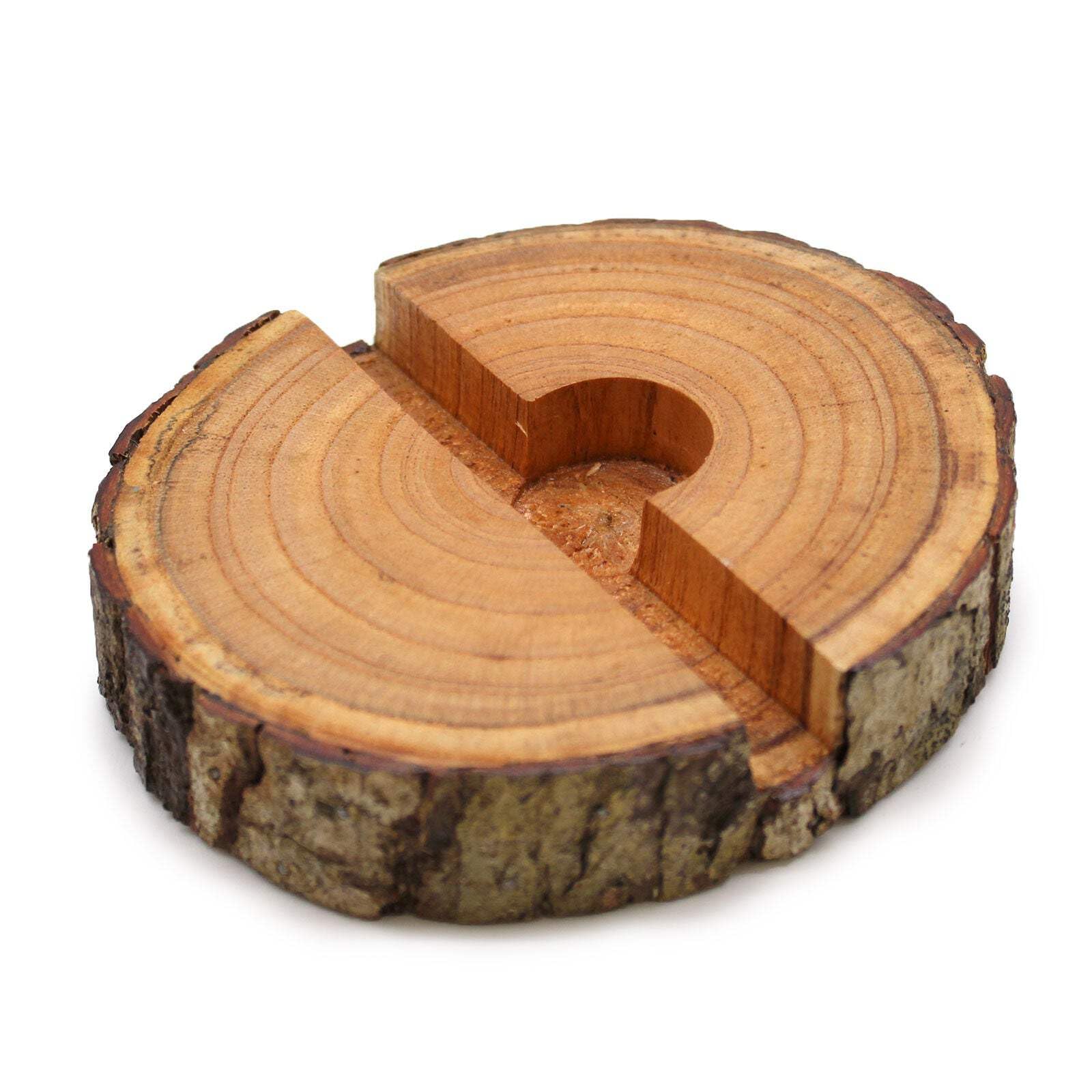 Sliced Log Mobile Phone / Tablet Holder / Stand Natural Wood for Office Desktop