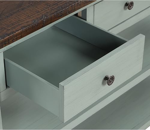 Miniatura 40 de Polibi Mesa consola superior de madera de pino macizo, mesa auxiliar moderna para sofá de entrada con 3 cajones de almacenamiento y 2 estantes