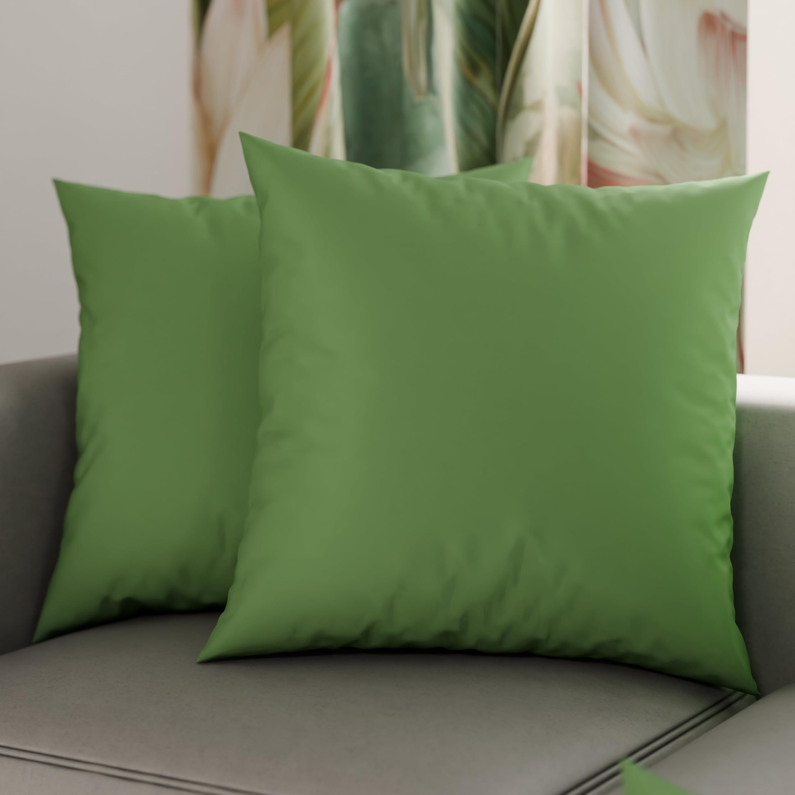PETTI Artigiani Italiani - Coppia di Federe Cuscino 40x40 cm in Microfibra, Cuscini Arredo Camera da Letto, Divano, Set 2 Fodere Copricuscino, Federa Tinta Unita Verde Oliva