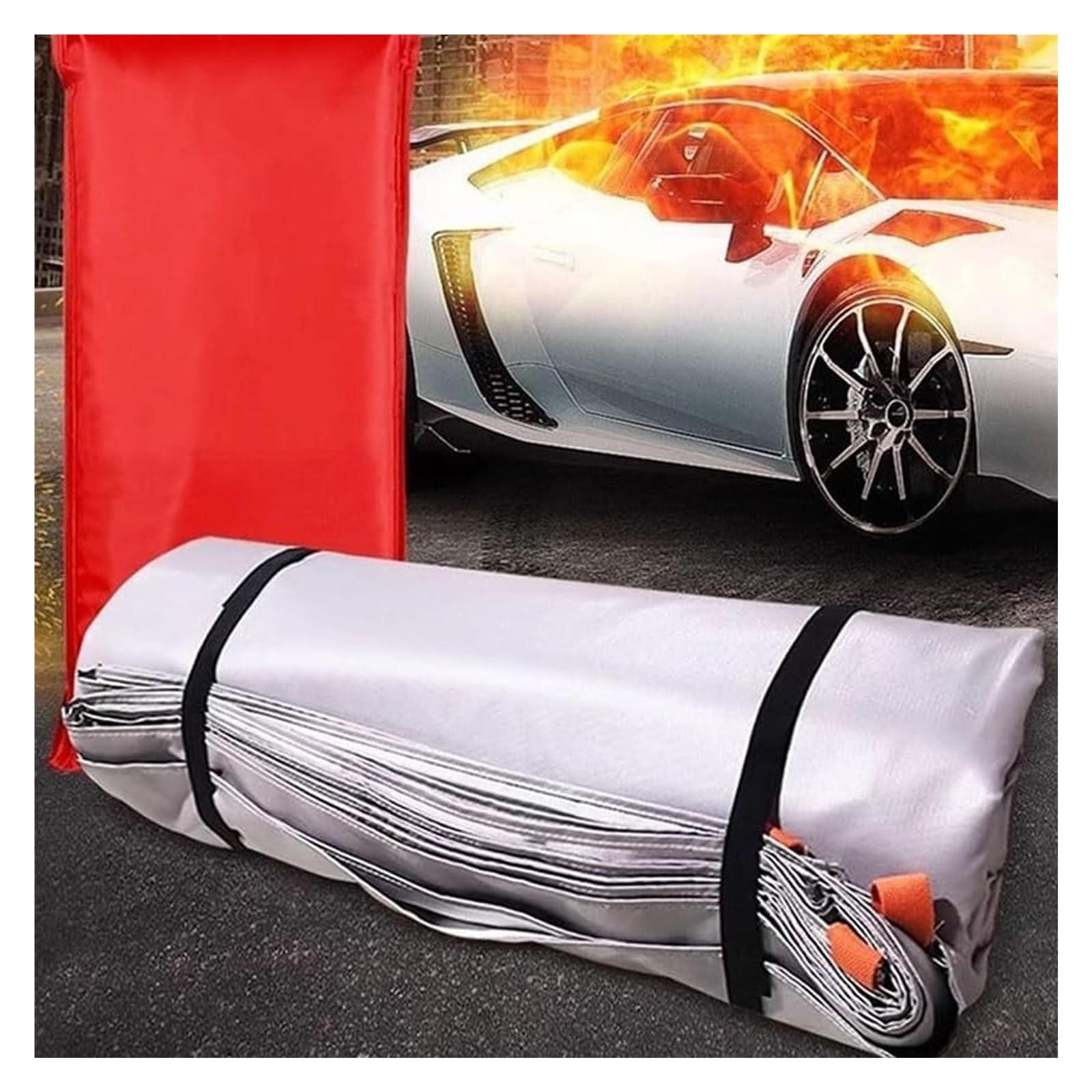 Manta ignífuga Reutilizable para emergencias de Coches y vehículos eléctricos, Manta de Fibra de Vidrio para extintores de Incendios en aparcamientos y Estaciones de Carga, Equipo de segurid