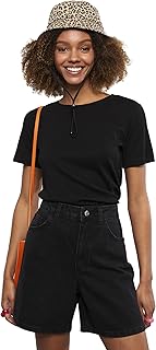 تيشرت قطن بأكمام قصيرة ورقبة دائرية للنساء من ال سي وايكيكي