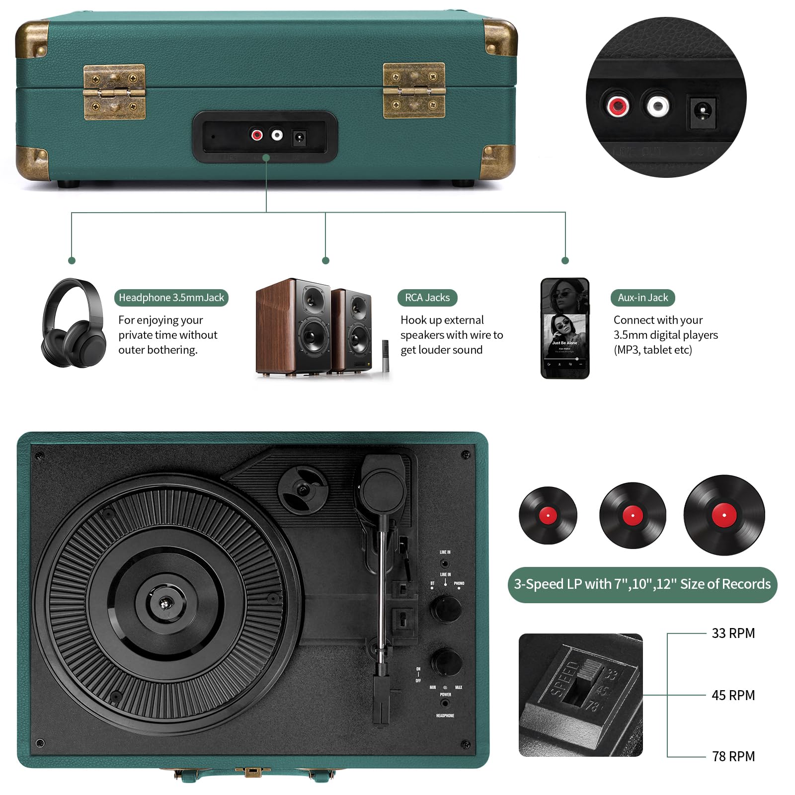 GAGLE / HIDDEN MUSIC VALUE ＆ 3PEAT I Amazon.com: Vinyl Record Player Bluetooth Turntable 3-Speed