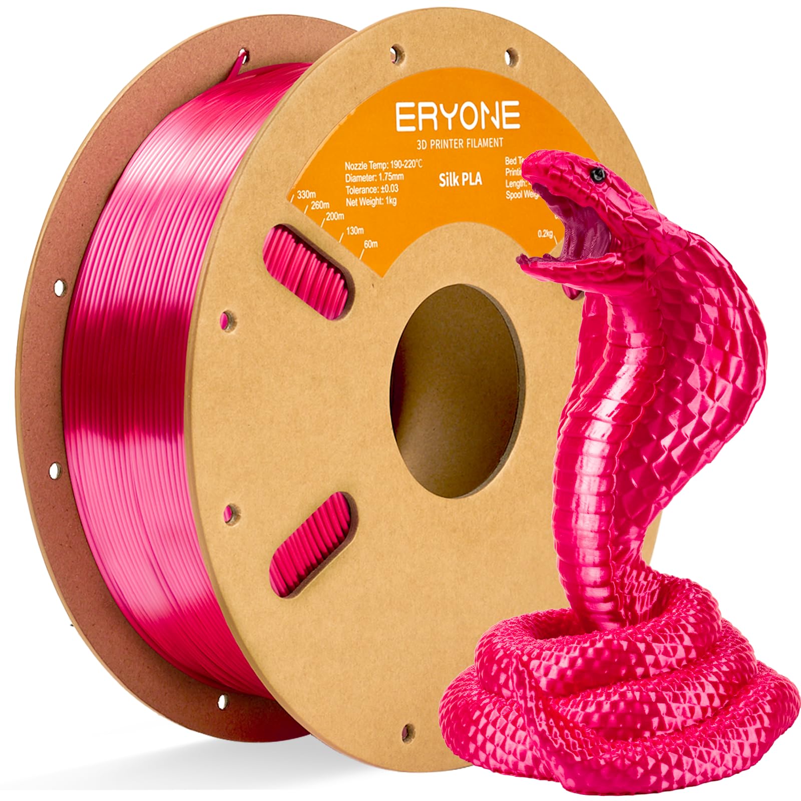 ERYONE Silk PLA Filament for 3D Printer, 1.75mm +/- 0.03mm, 1kg (2.1LBS)/Spool, Silk Metallic Fuchsia
