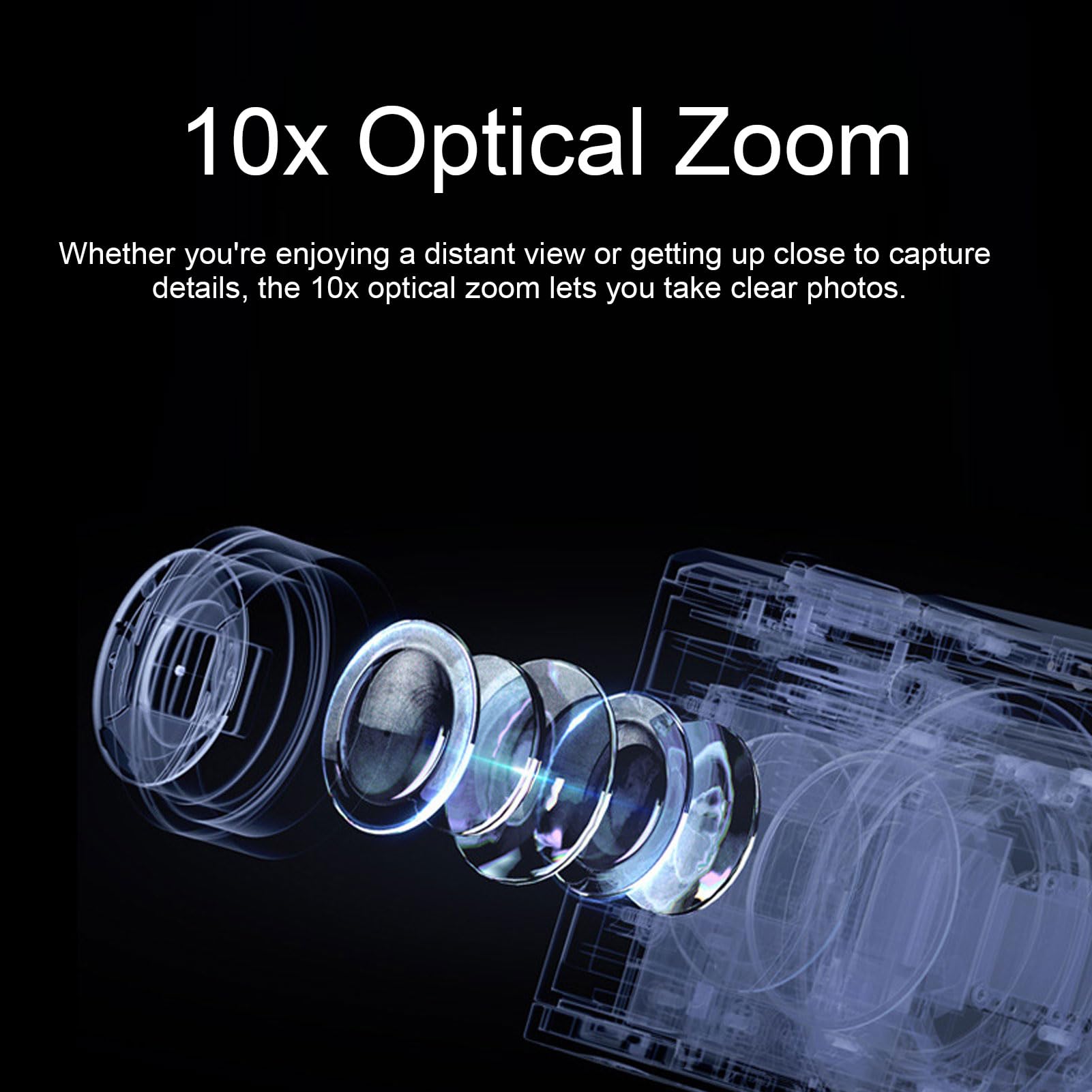 Amazon | 5K デジタルカメラ、フロント 16MP リア 12MP 10 倍光学