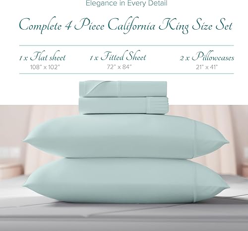 Miniatura 3 de Carressa Linen Sábanas de algodón egipcio California King, sábanas de algodón egipcio de 800 hilos de alto tamaño California King (4 piezas, color