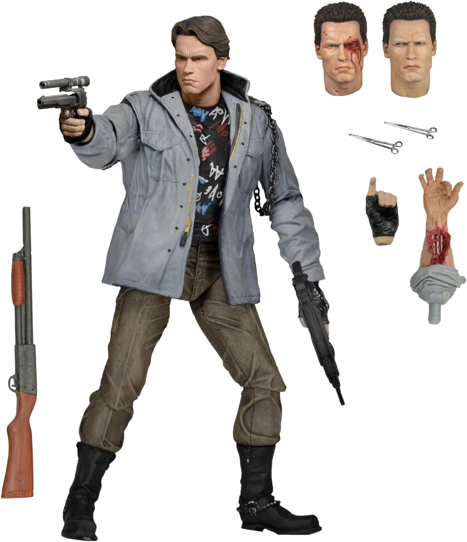 NECA Terminator Scale Ultimate T800 Tech Noir Action Figure, 7'