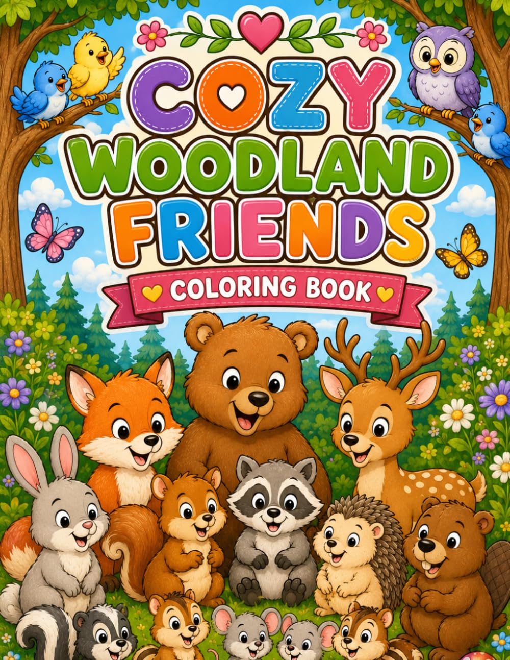 Cozy Woodland Friends Coloring Book