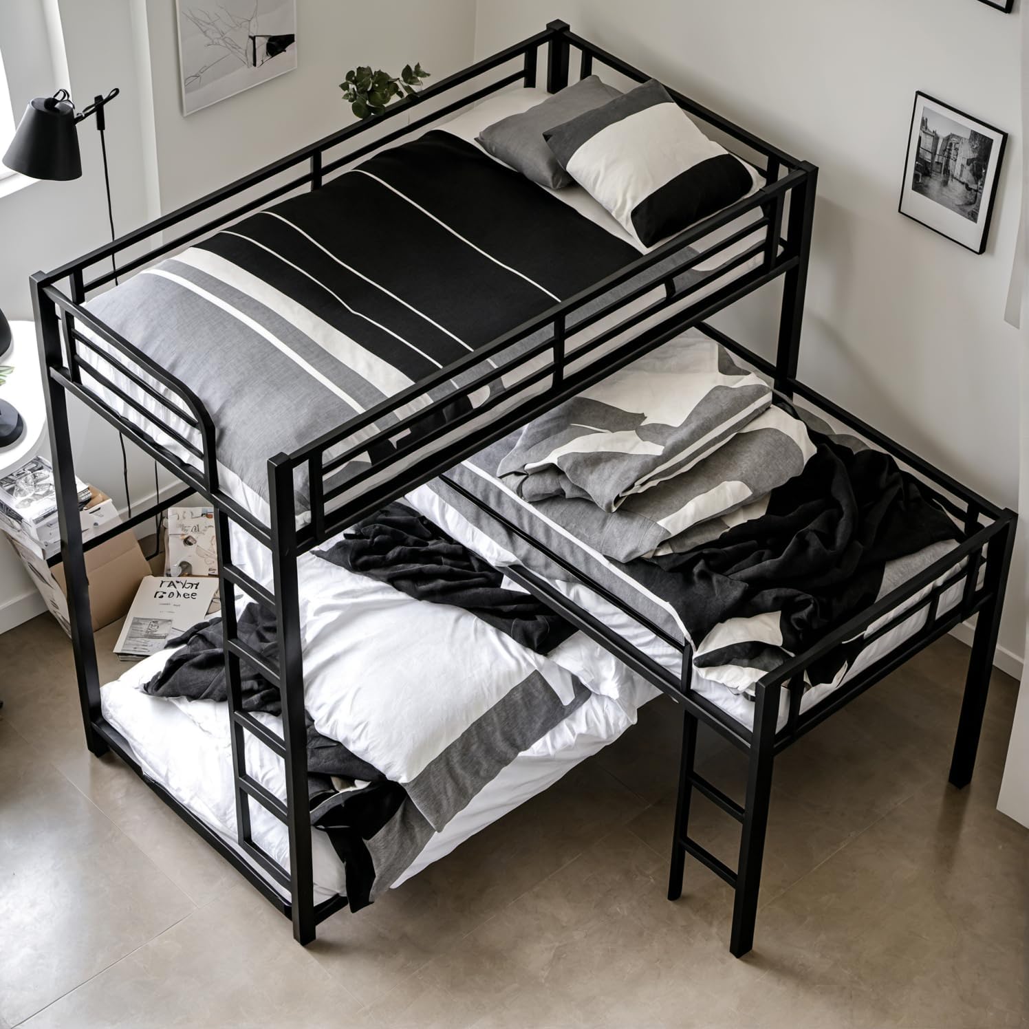 Assembled DNYN Twin Over Twin L-Shaped Bunk Bed