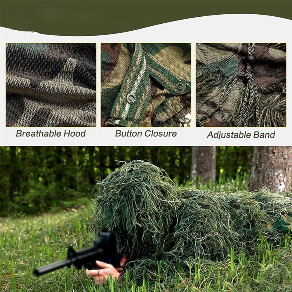 Ghillie Suit Camuflaje, Ghillie Sniper, Ropa Deportiva específica para montañismo, exploración, Caza, Camuflaje Desierto Francotirador Airsoft Fotografia 3D