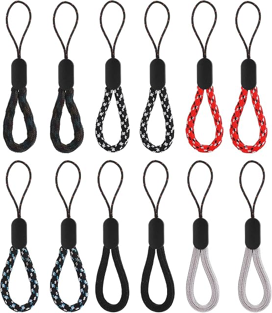 Cobee Finger Lanyard Small Wrist Strap, 12 Pcs Adjust Finger Wrist Neck Lanyards Nylon Finger Strap Portable Finger Lanyard Hand Strap for Mobile Phone, Camera, Keys, USB Flash Drives(4.72inch)
