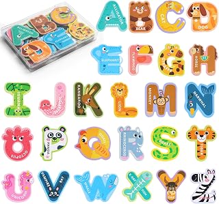 LOVESTOWN Magnetic Letters for Toddlers, 26 Large Animal Alphabet Magnets, Educational Learning Toys, Fridge Magnetic Letters Set