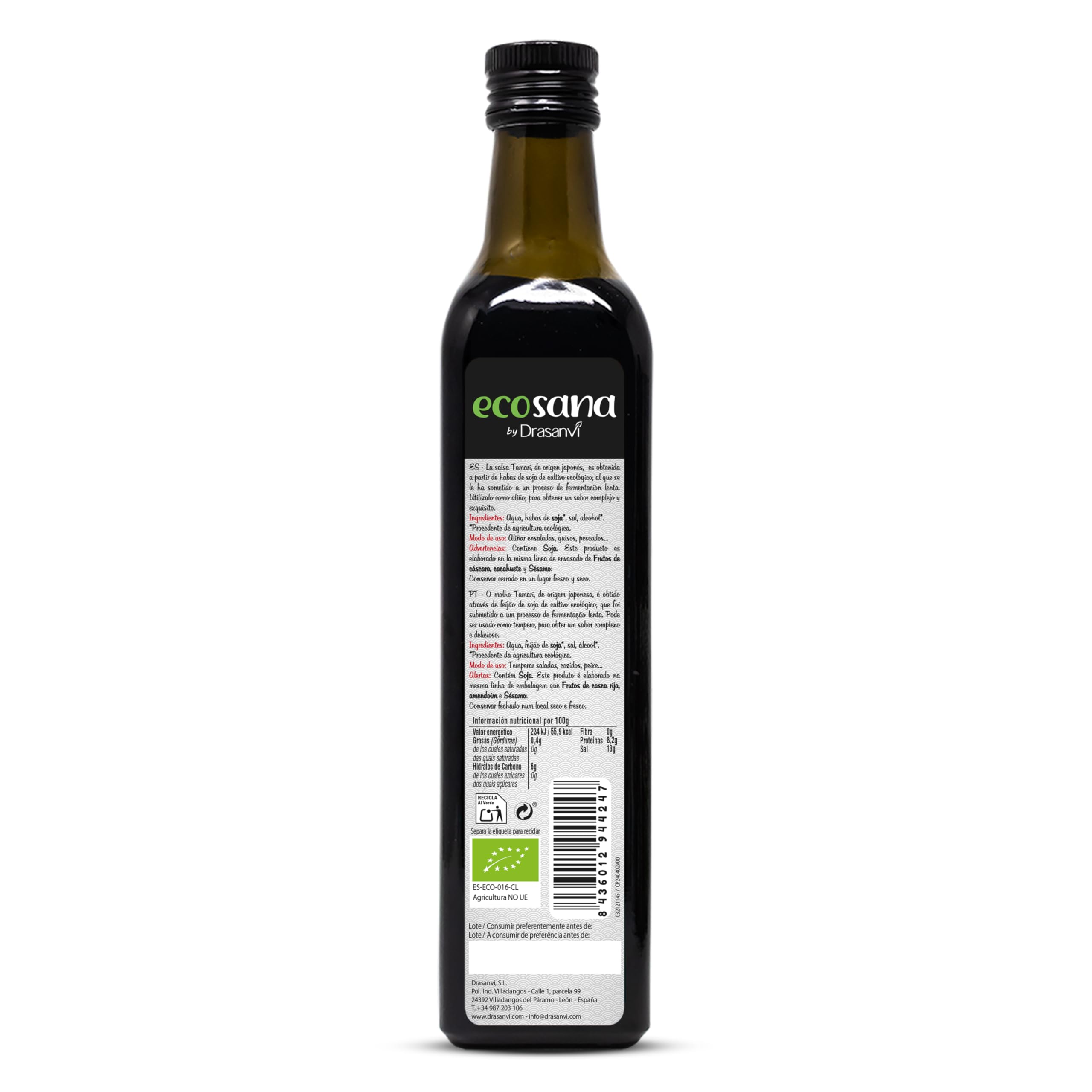 DRASANVI ECOSANA Salsa de Soja Tamari Bio 250ml Vegano Sin Gluten