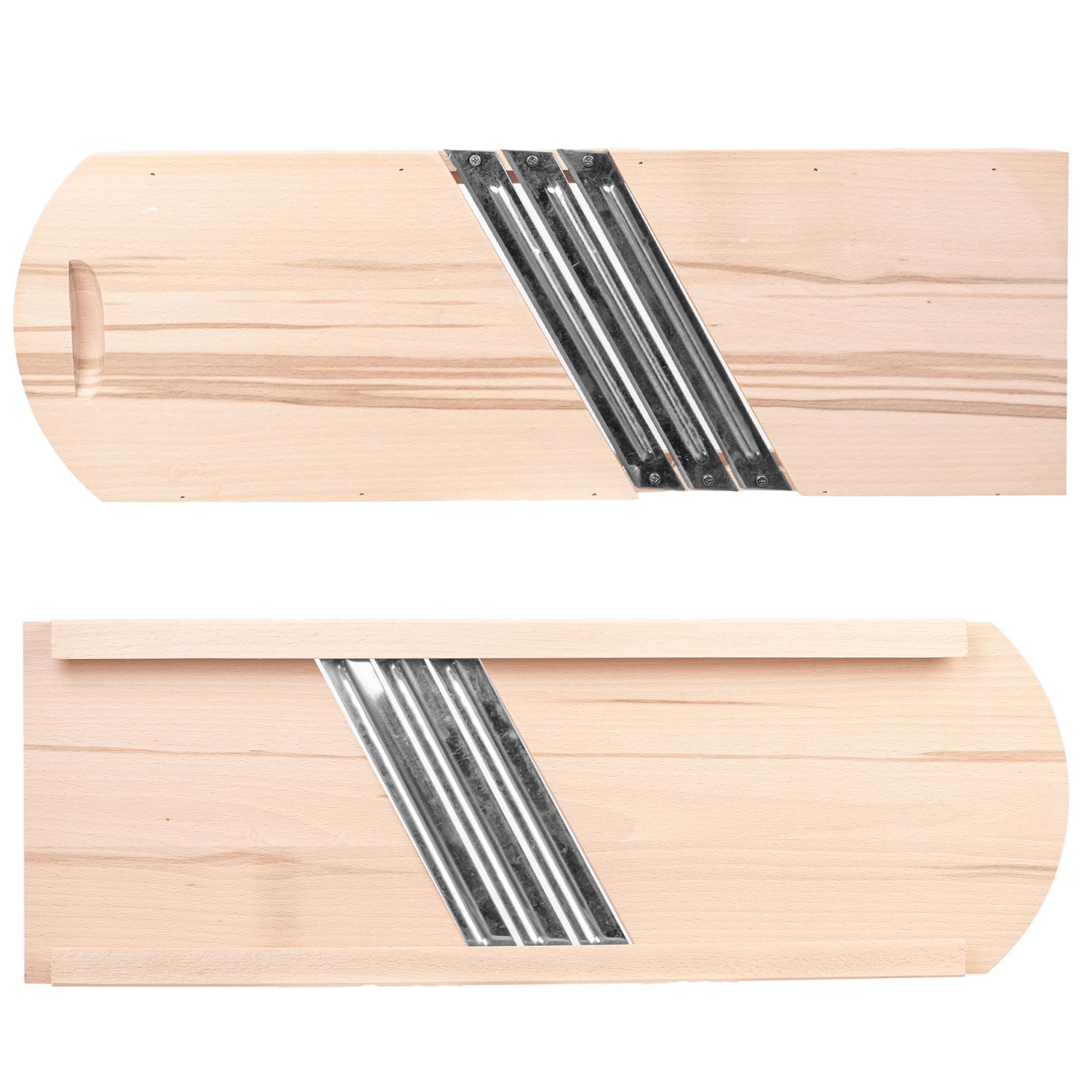 KADAX Cortador de repollo y verduras de madera de 56 x 19 cm, 3 cuchillas de acero inoxidable, corte rápido y uniforme, para crudos, encurtidos y ensaladas