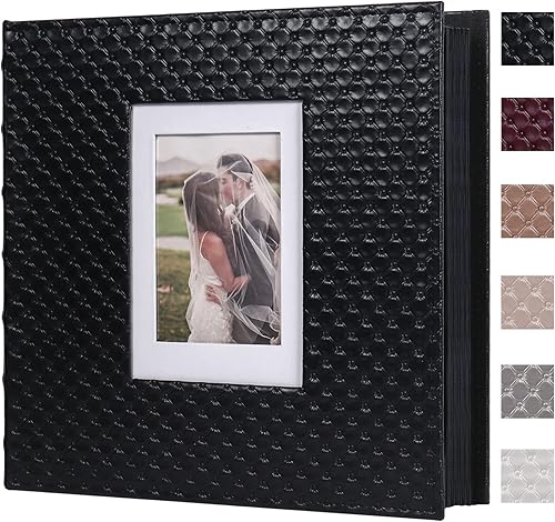 Miniatura 1 de RECUTMS Álbum de fotos autoadhesivo, 30 páginas, 4 x 6, 5 x 7, 8 x 10, fotos de cualquier tamaño, botón interior blanco, cuero de grano para