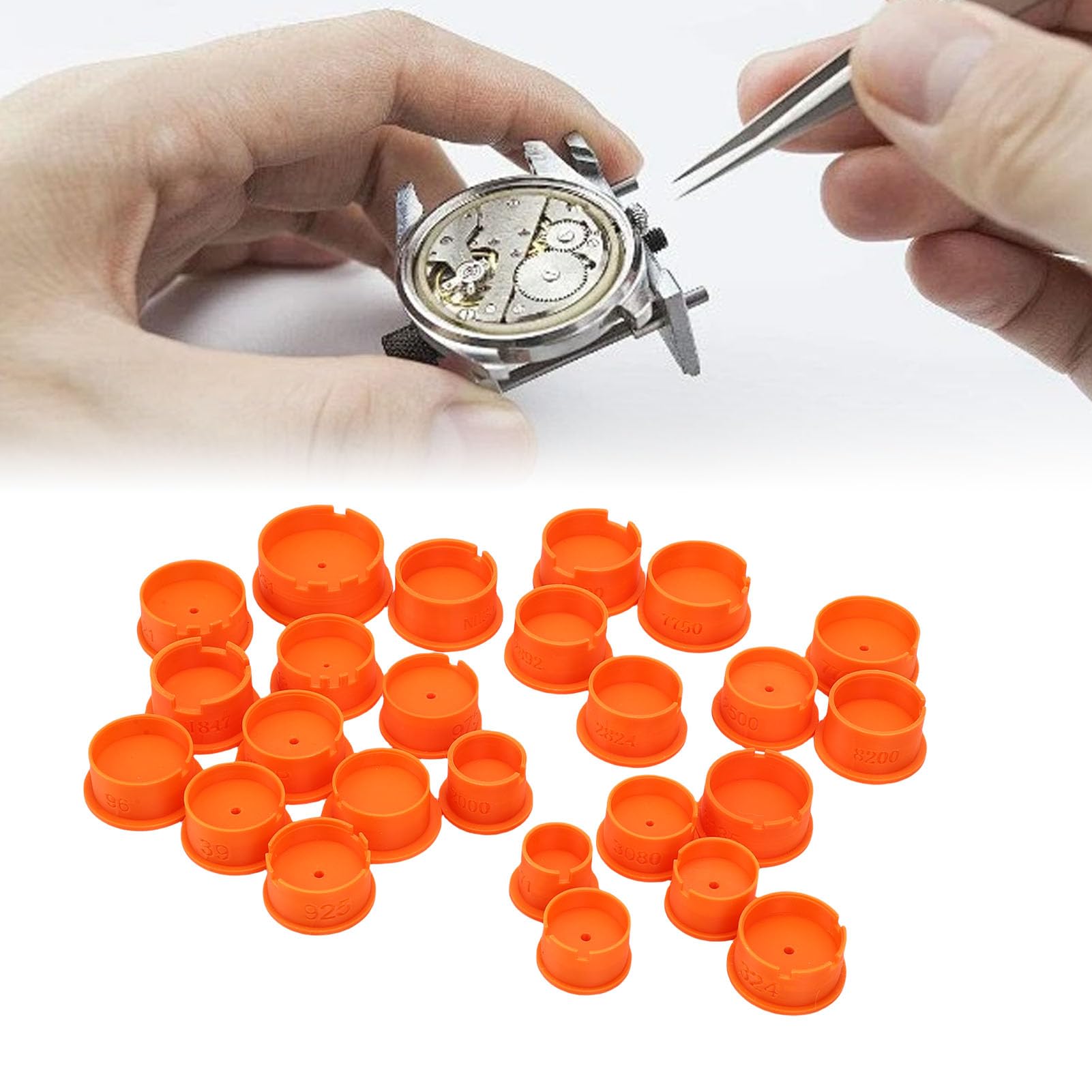 Luocute Supporto per Movimento Dell'orologio da 25 Pezzi, Strumento di Riparazione della Base di Fissaggio Stabile con Materiale PP per Orologiaio, Kit di Strumenti di Riparazione