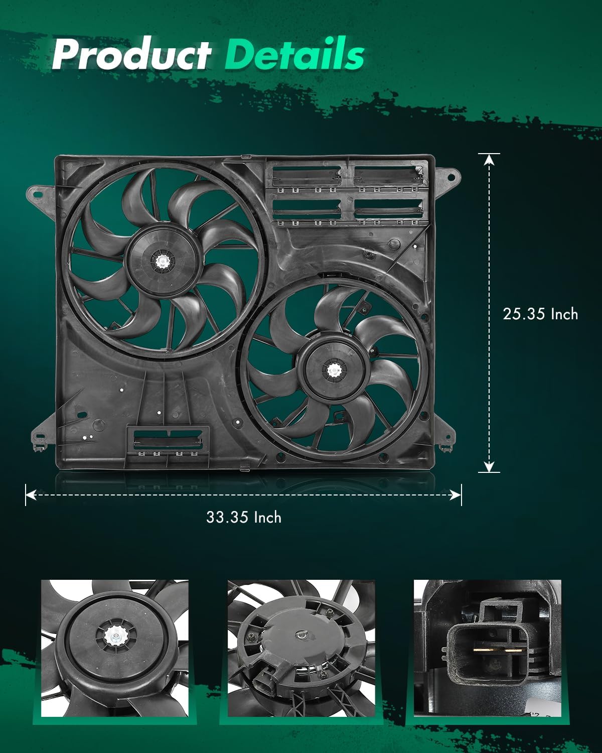 SCITOO Dual Radiator Condenser Cooling Fan for Ford Edge 2015-2020 2.0L 2015-2018 2021 2.7L 2015-2018 3.5L 2016-2018 for Lincoln MKX 2.7L fit 623670