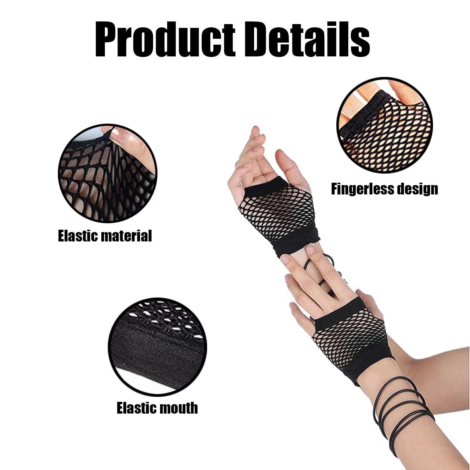 Fishnet Gloves, 13 works Mesh Gloves, Ladies' Neon Party Accessories From The 1980s - Image 3