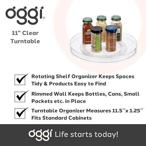 Miniatura 7 de OGGI Organizador Lazy Susan de 11 pulgadas para cocina, despensa, organización y almacenamiento. Ideal como estante giratorio para especias y
