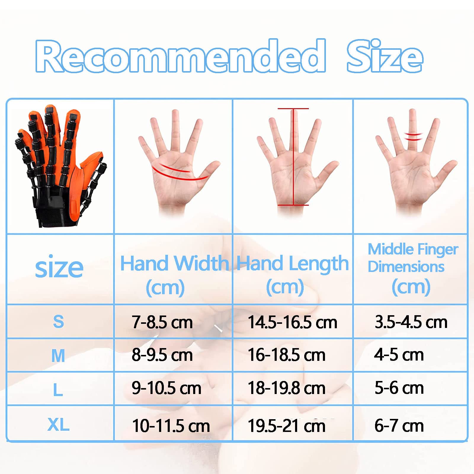 Ortesis de Guantes de Robot de rehabilitación,Equipo de Entrenamiento de muñeca de Dedo,Dispositivo de rehabilitación de Mano para Pacientes, Ancianos y disfunción de la Mano,Right-M