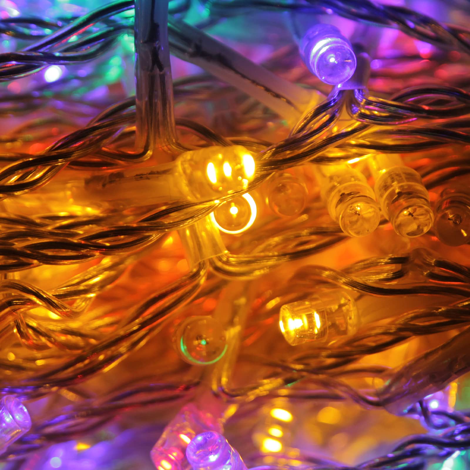 Luccika Guirlande lumineuse LED 31V avec 8 effets lumineux et minuterie, guirlande lumineuse de Noël pour sapin et extérieur IP44, câble transparent (Multicolore, 25M 500LED)