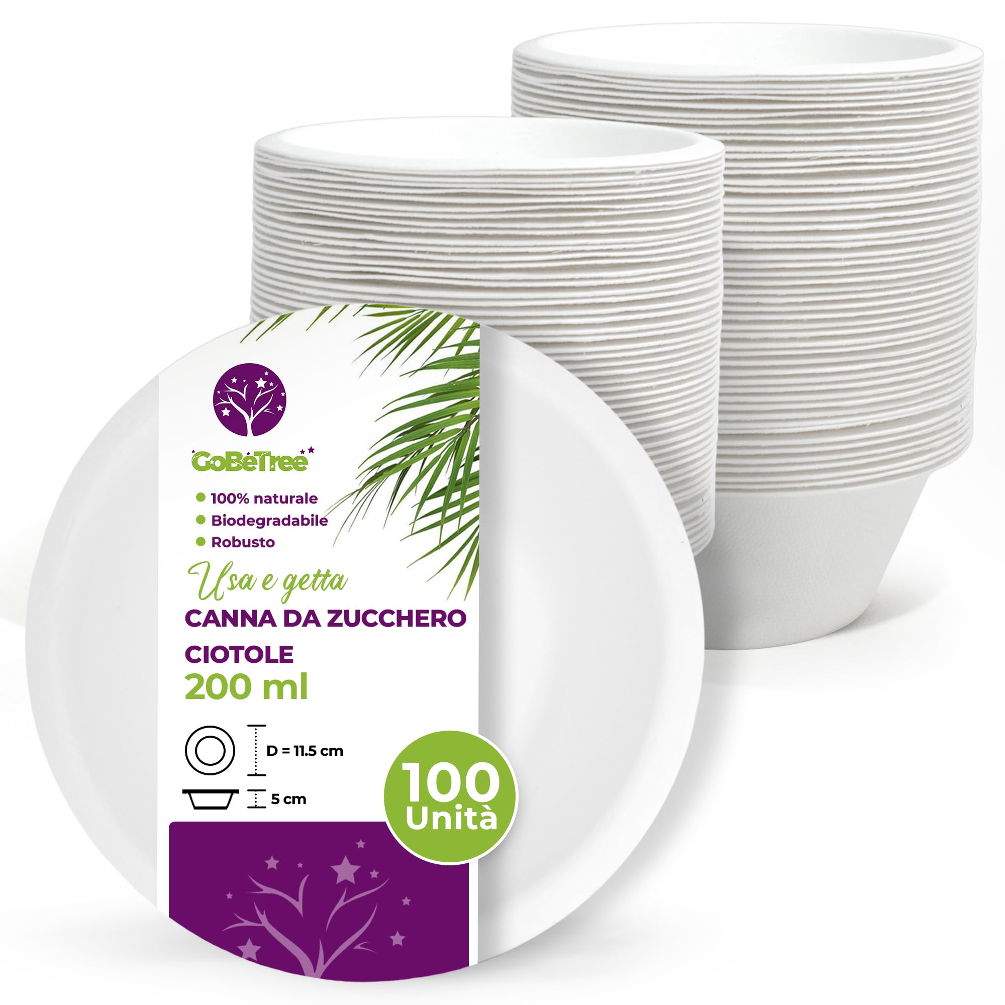 Ciotole Biodegradabili HAAGO Da 350ml - In Canna Da Zucchero, Compostabili Per Feste E Eventi - Foto 8