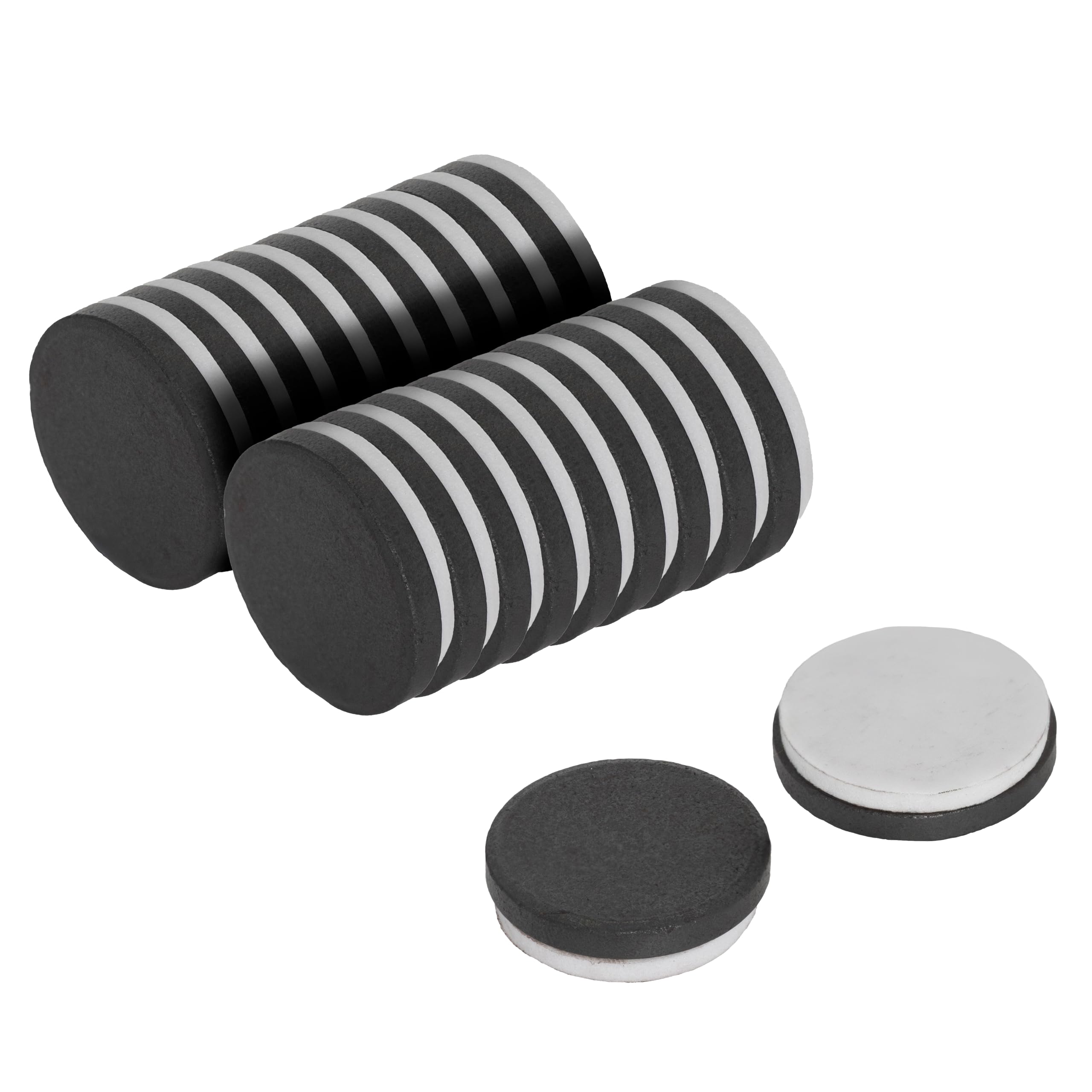 Y10 Ferrite Magnet with Self Adhesive Foam for Arts, Craft, Science and DIY - 20mm dia x 3mm thick - 0.6kg Pull - Pack of 200