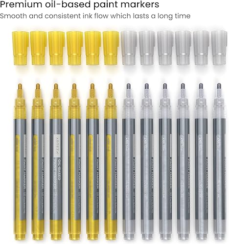 Miniatura 10 de Arteza Marcadores a base de aceite pastel, paquete de 8, líneas de 0.11 pulgadas, barril grande, marcadores permanentes de secado rápido con punta