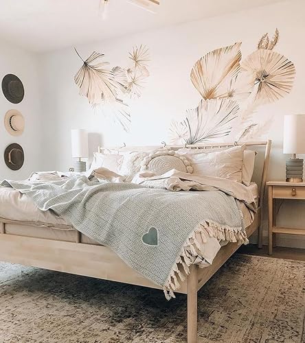 Miniatura 1 de Manta de punto gofre, manta de 100% algodón turco, ligera, color beige, para sofá, cama, manta de playa, manta de flecos suave y acogedora con