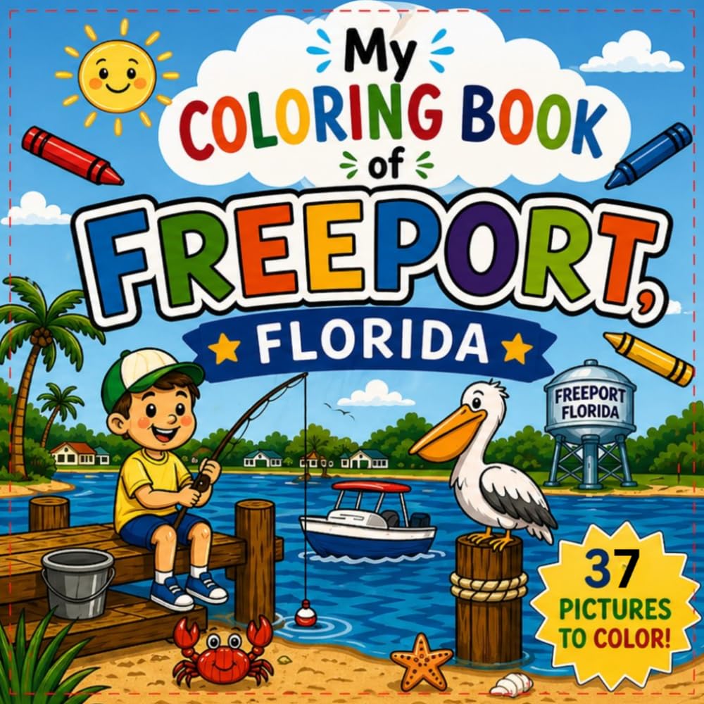 Kids Coloring Book of Freeport , Florida: A Fun Coastal Adventure with Beaches, Boats, and Local Scenes