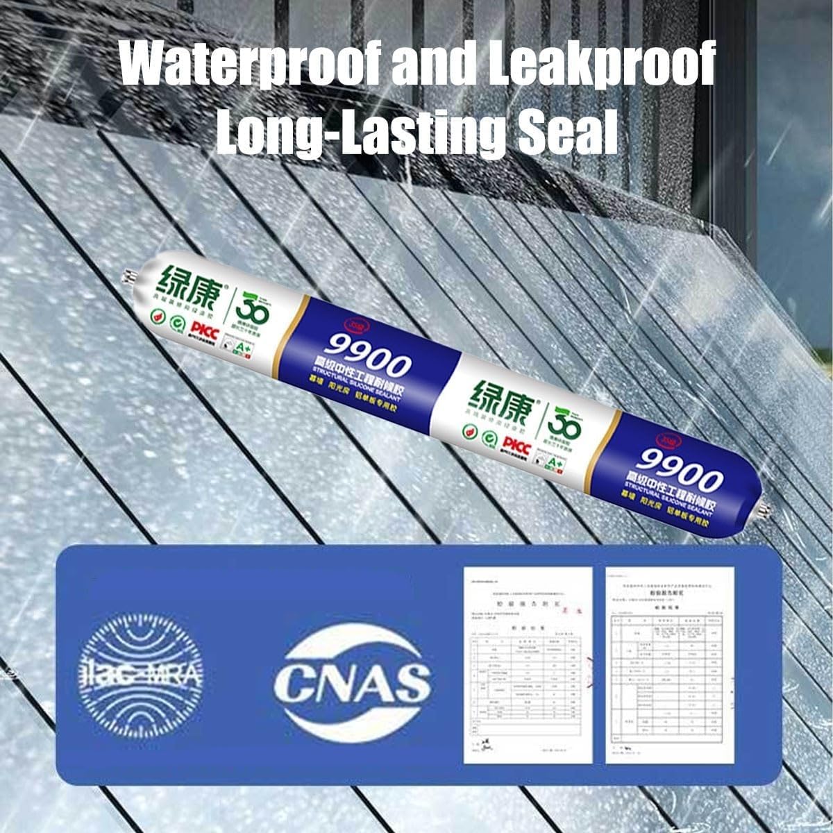 9900 Sealant Waterproof, Silicone Sealant Waterproof 9900, pour les Fissures dans les Toits et les Murs, Solution pour Fissures de Toiture et de Mur (Noir, 1pcs)