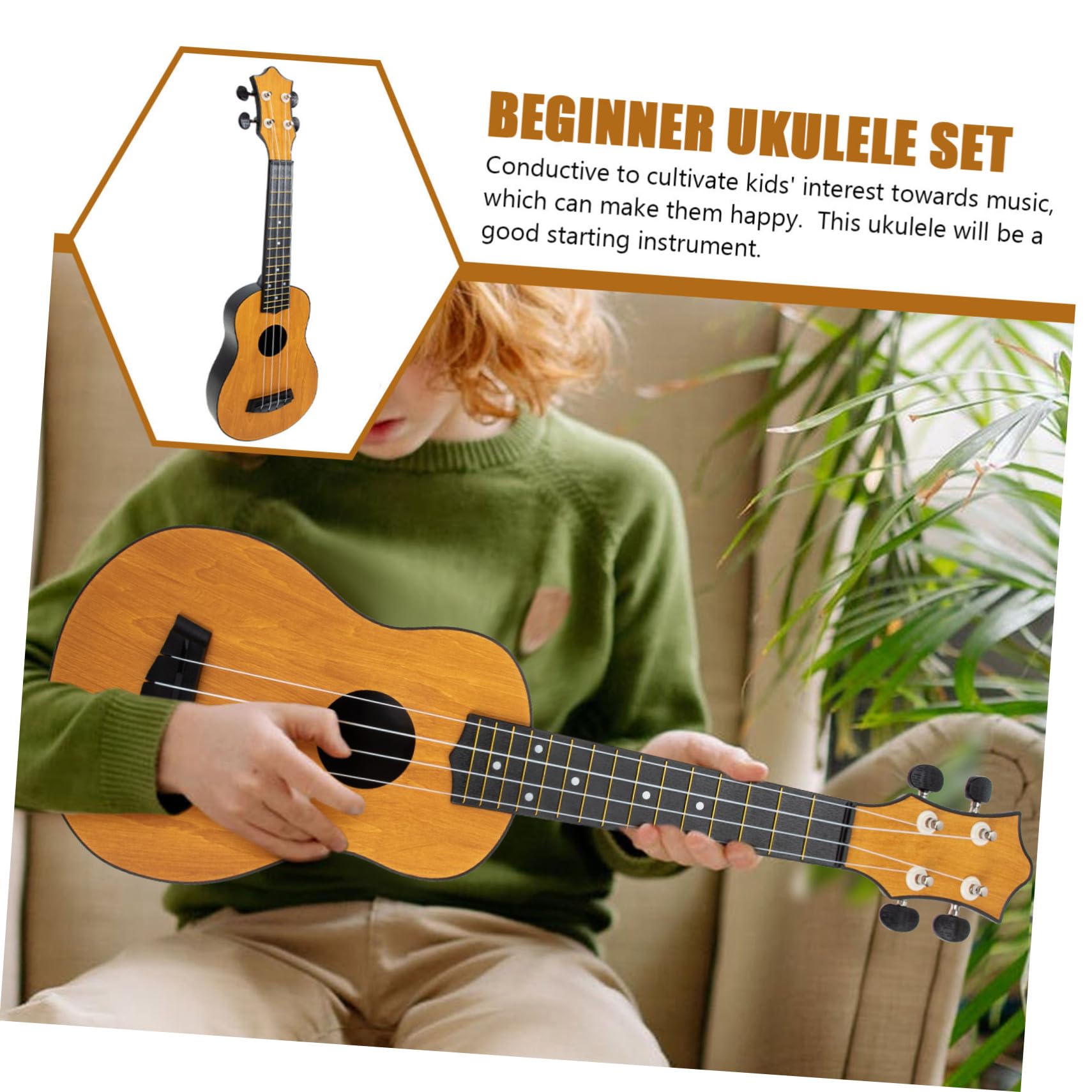 GALPADA Ukulele Acustico Corde Piccolo per Ragazzo Ragazza di Ukulele per Principianti Strumento Musicale Educativo Giocattolo per Ragazzo Ragazza Dorso Arcuato e Suono Pieno