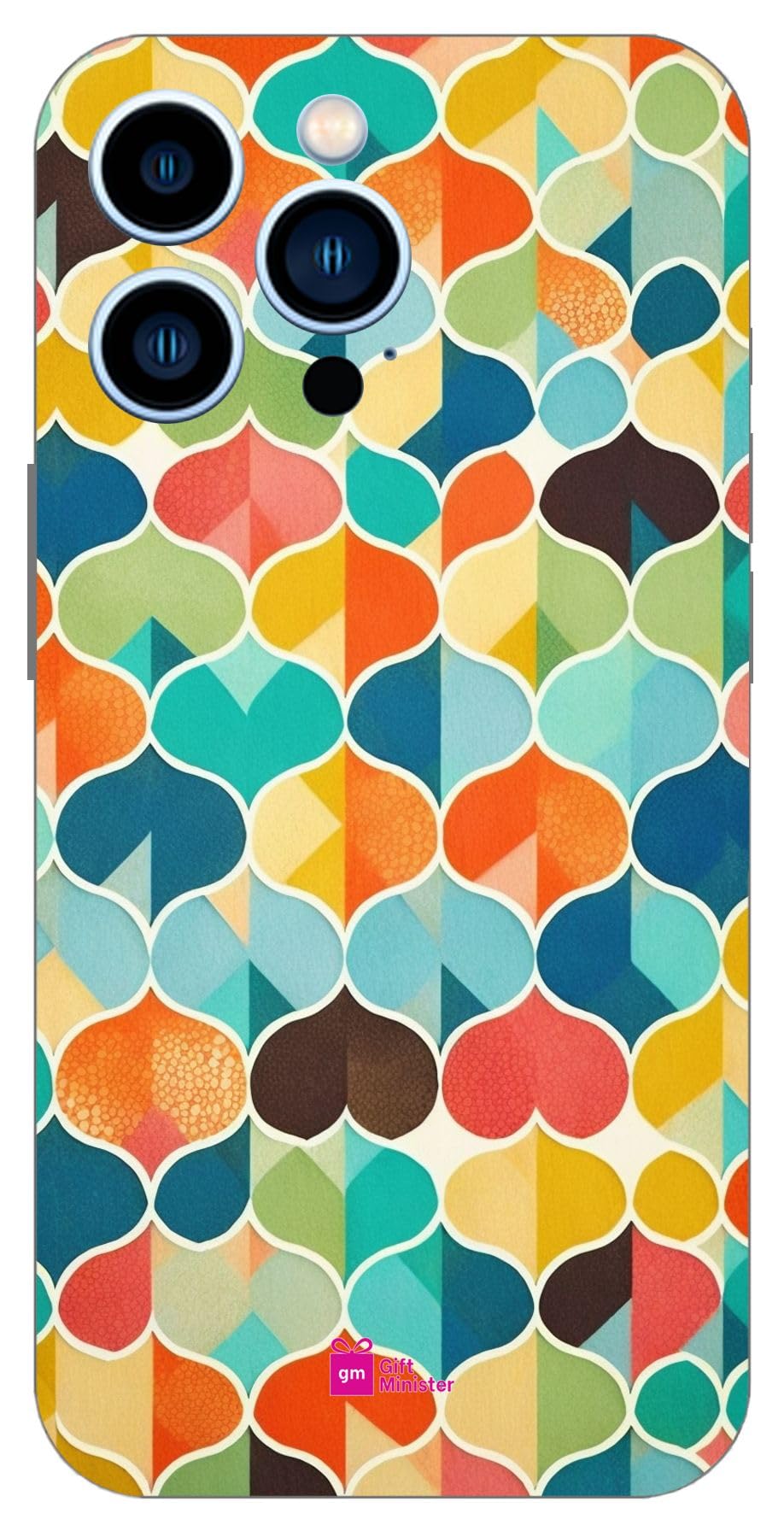 Gift MinisterHard Designer Mobile Case for Apple iPhone 13 Pro Back Cover Teal - Japanese Paper Fabric Pattern Bright Summer Cool Lightweight Shockproof Anti-Slip Protective Scratch 1Pcs 1701N