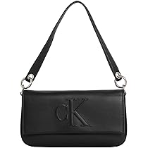 Calvin Klein Donna Borsa a Spalla Sculpted Flap Pouch con Logo, Nero (Black), Taglia Unica