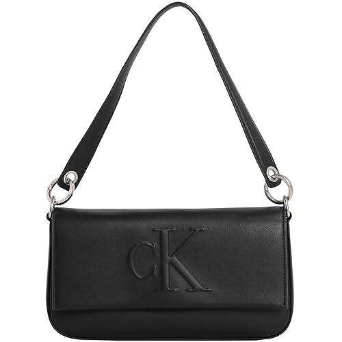 Calvin Klein Donna Borsa a Spalla Sculpted Flap Pouch con Logo, Nero (Black), Taglia Unica