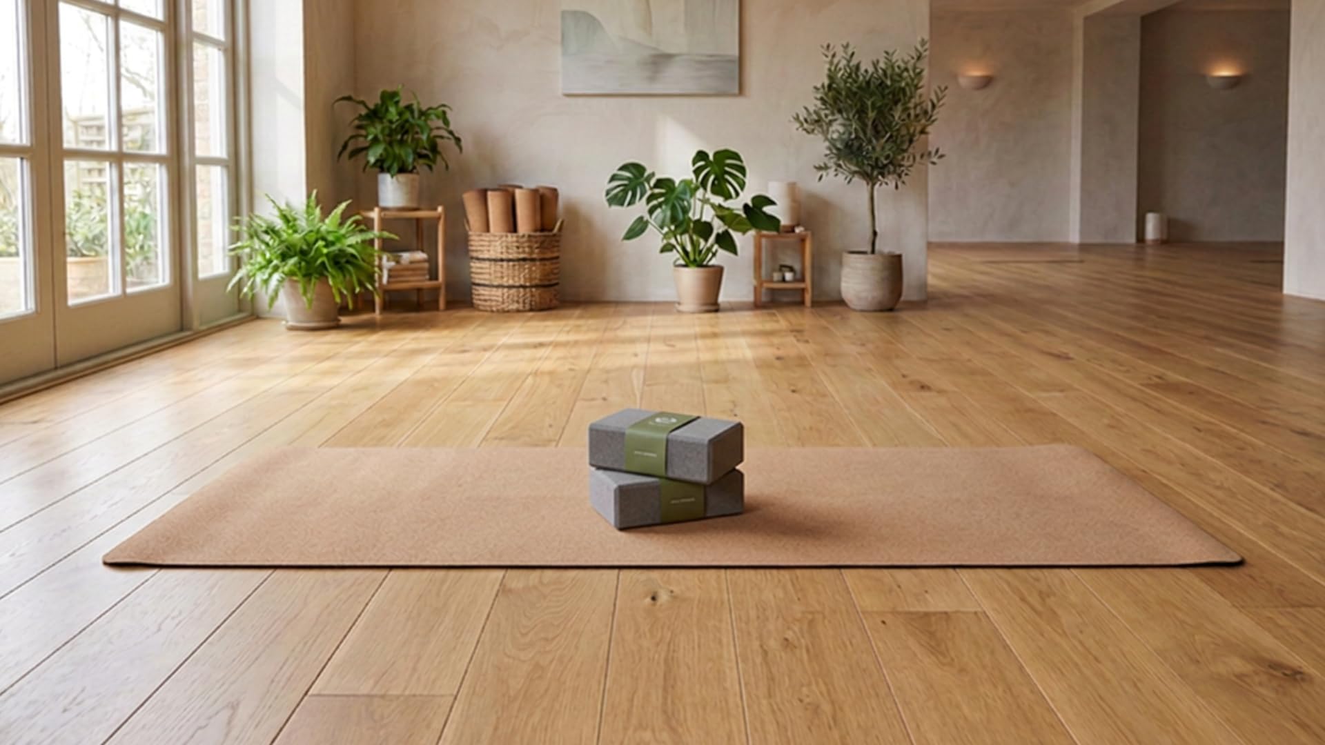 Yoga Set – Yogamatte aus Naturkork mit 2 Yoga Blöcken – Rutschfestes Yoga Zubehör für Pilates, Fitness, Meditation und Home Workout inkl. Tragegurt – schadstofffrei