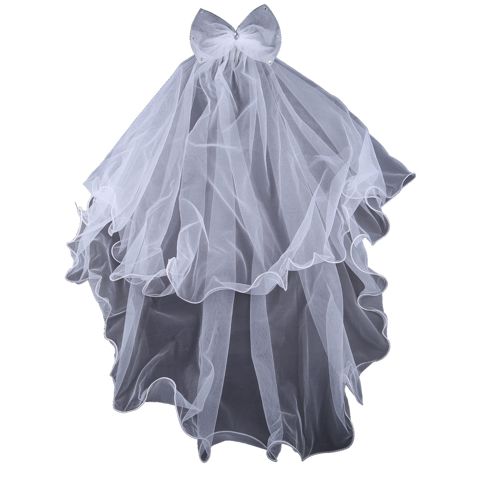 Jiqoe Girls Grey Wedding Veil For Kids With Comb First Communion Veil Tulle Veils Wedding Hair Accessories 2 Short Length First Communion Veil With Comb