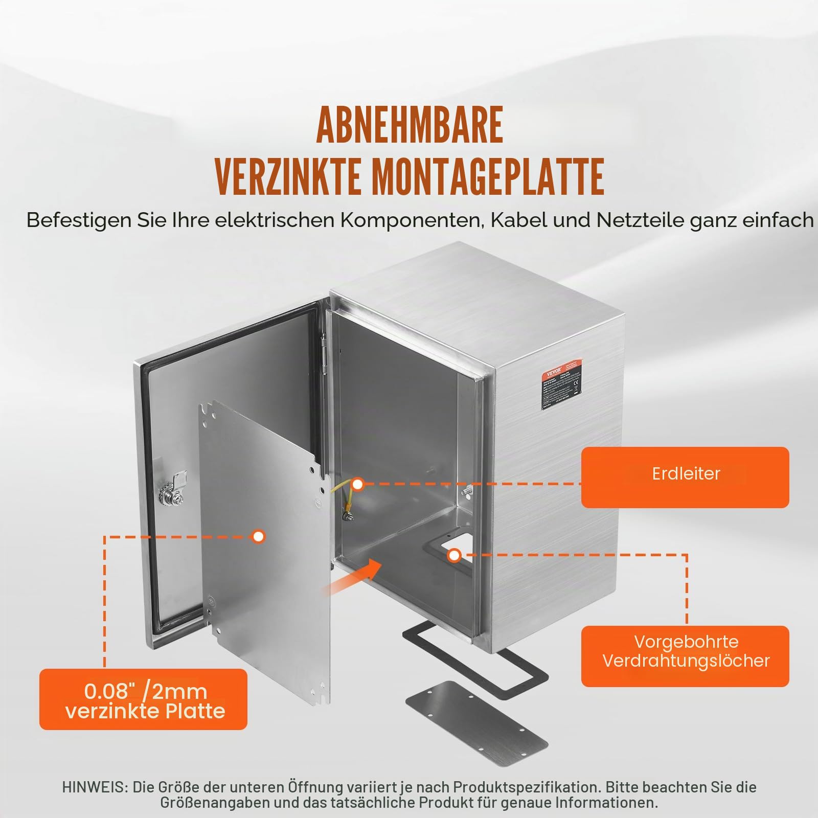 VEVOR Schaltschrank, 40 x 30 x 25 cm, Elektrogehäuse aus Edelstahl 304, wandmontiertes Gehäuse für elektrische und elektronische Geräte für den Außenbereich, IP66 wasserdicht