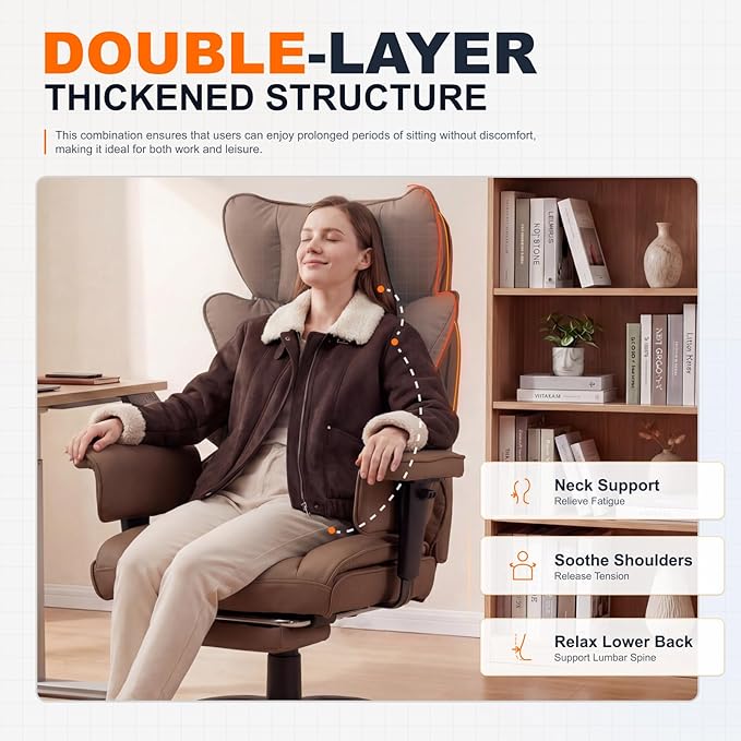 Silla de Oficina Ejecutiva Reclinable con Reposapiés y Sopor miniatura 4