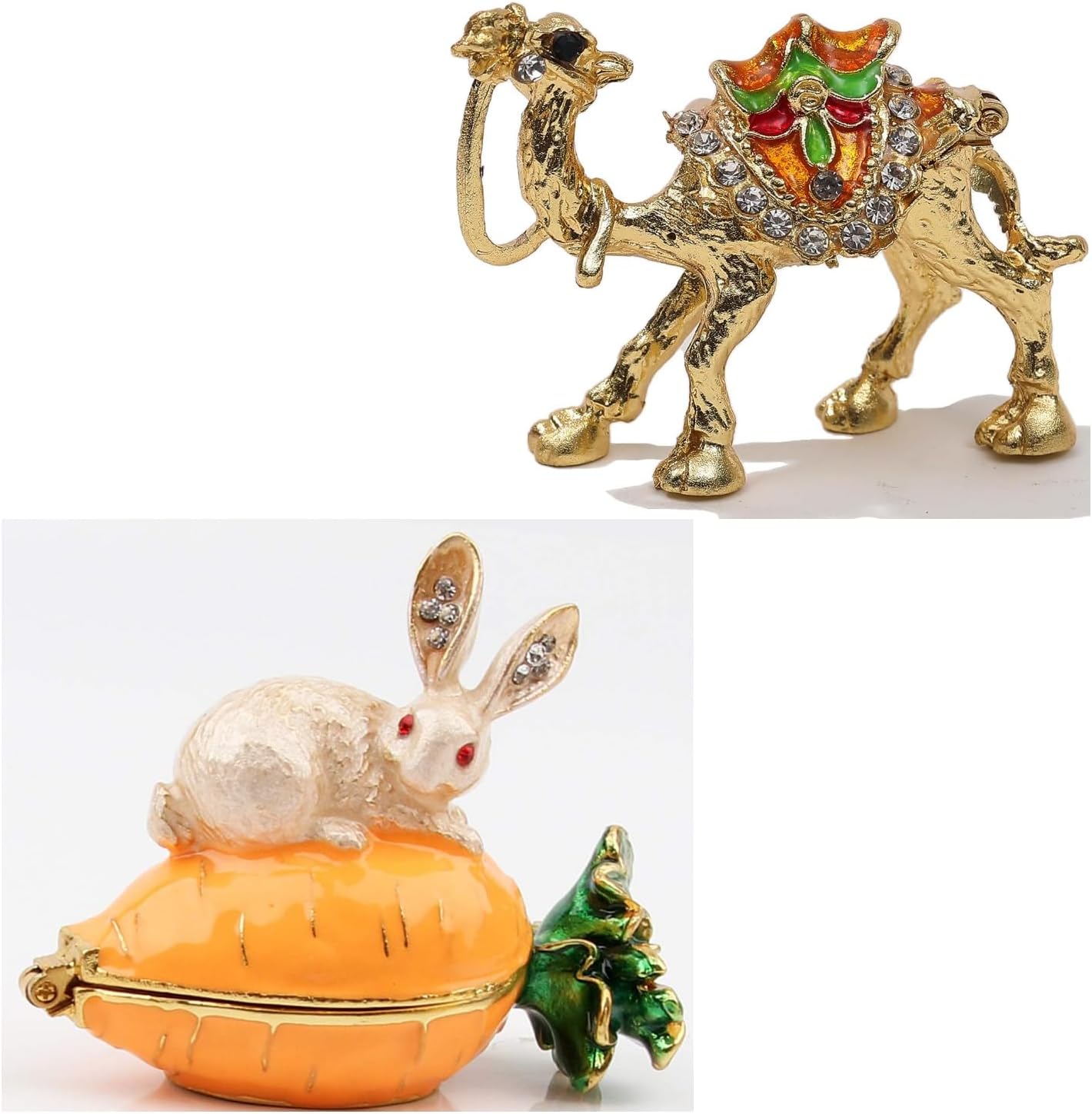 SEVENBEESEaster Decorative Gifts - Bunny Figurine Jewelry Trinket Box and Camel Ornaments