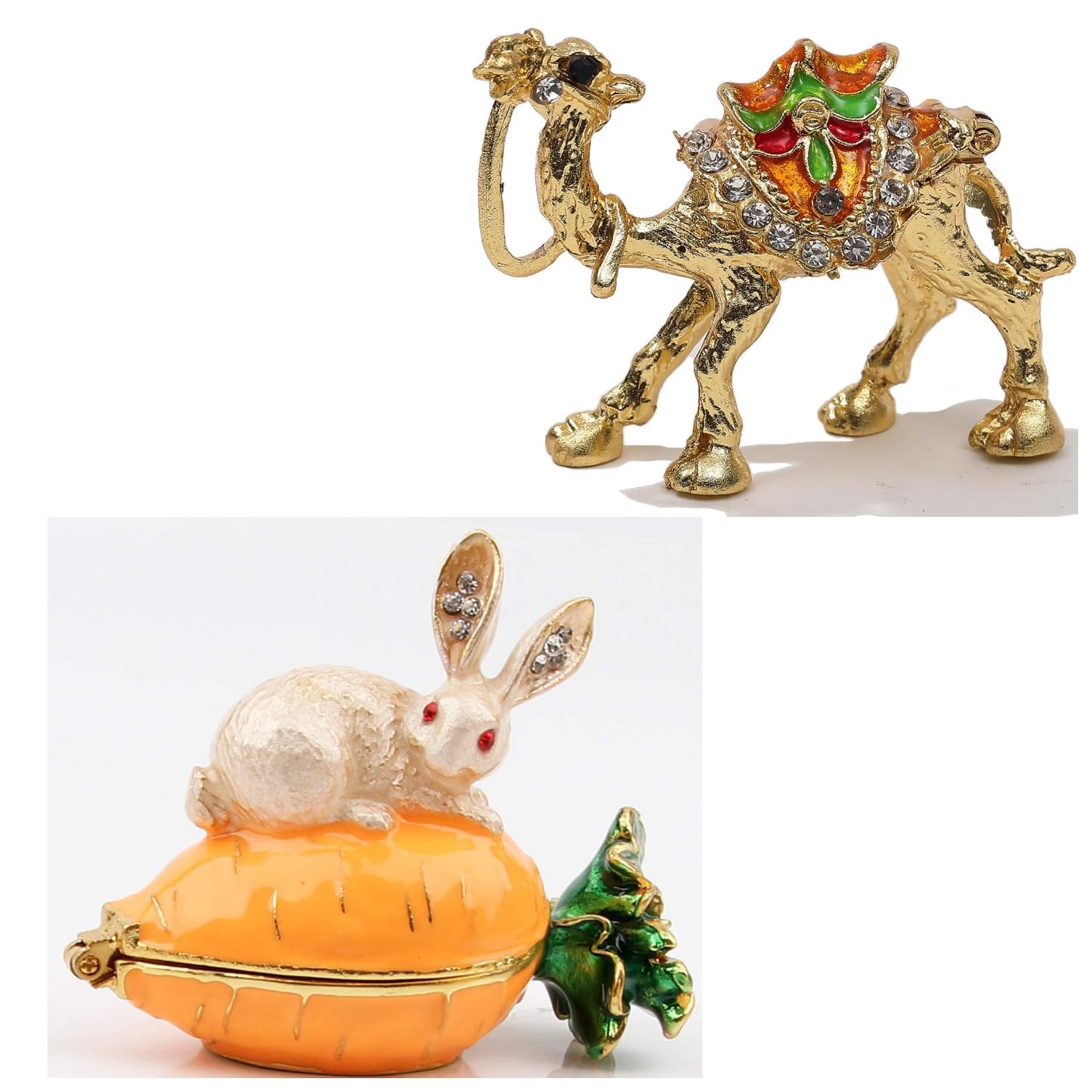 SEVENBEESEaster Decorative Gifts - Bunny Figurine Jewelry Trinket Box and Camel Ornaments